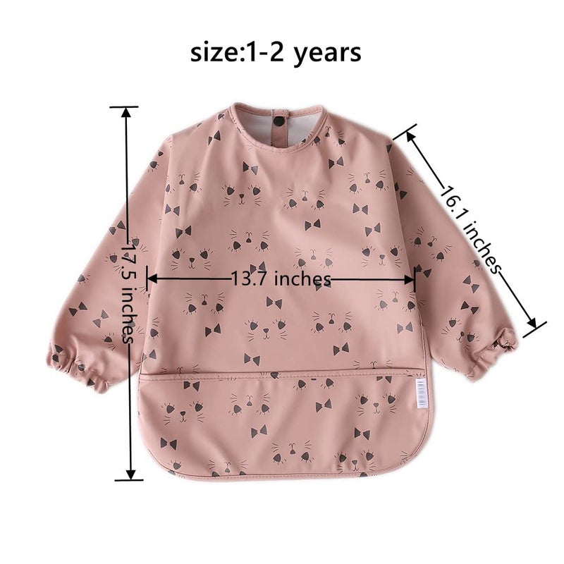 GZMM Waterproof Baby Bibs,Infant Toddler Long Sleeve Feeding Bib With Food Catcher,Easy Clean & Washable 2 Pack - Image 5